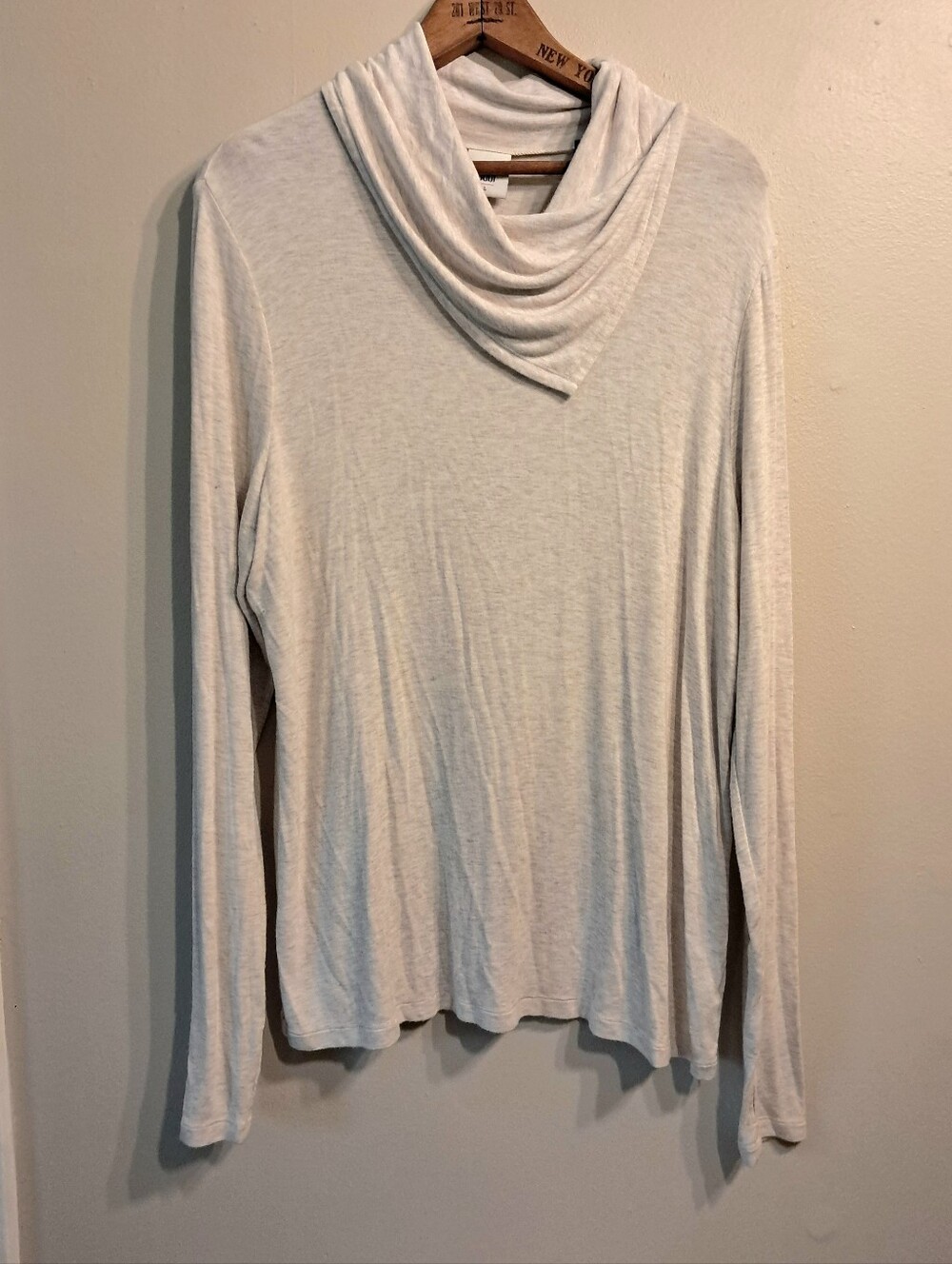CAbi Cream Lightweight Draped Cowl Turtleneck Long Sleeve
